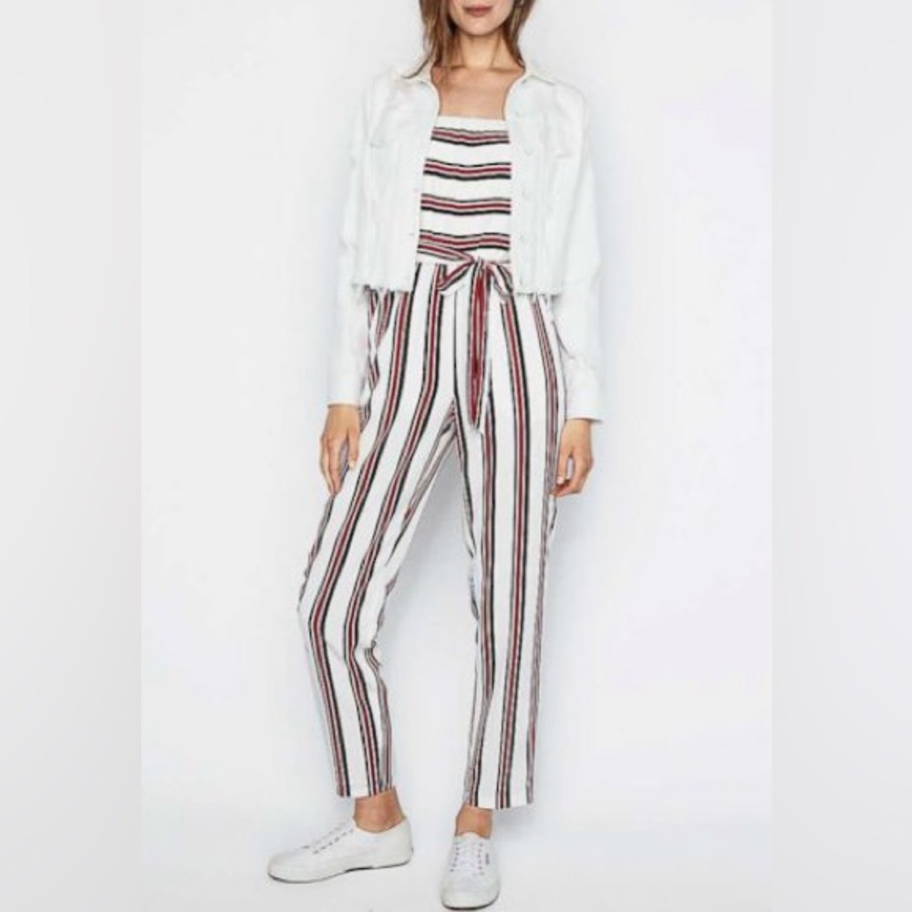 Express Strapless Striped Jumpsuit